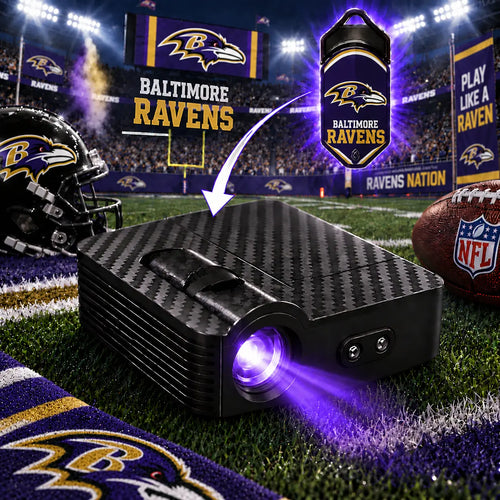 FanBeam projector with Baltimore Ravens shield slide